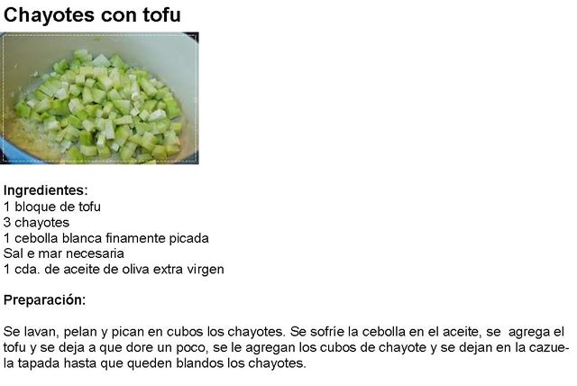 Chayotes con tofu