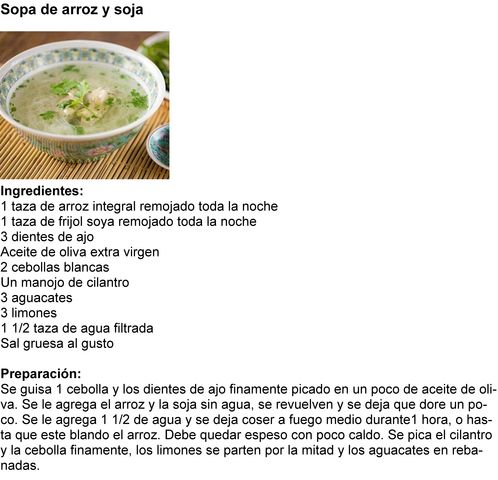 Sopa de arroz y soja